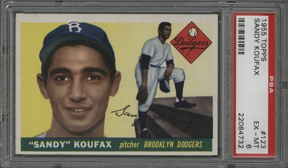 1955 Topps #123 Sandy Koufax Rookie Card - PSA EX-MT 6